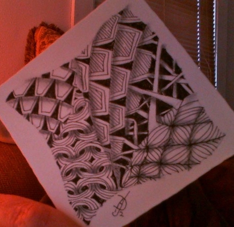 A Zentangle with Shing, a tangle by Margaret Bremner